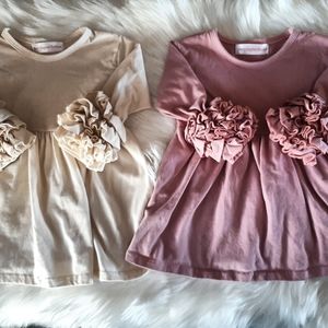 2 Everly Inspired Boutique Long Sleeve Triple Ruffle Icing Tops Size 18 months